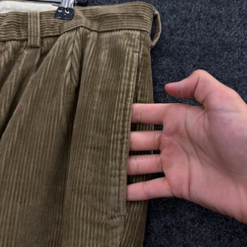 Brooks Brothers 346 Vintage Corduroy Pleated Cuffed Pants Mens 38x30 Tan Brown